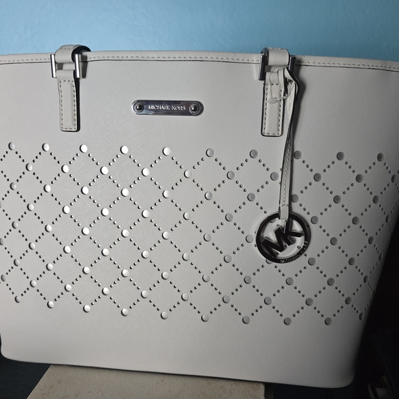 Michael Kors Perforated White Tote - Picture 1 of 7